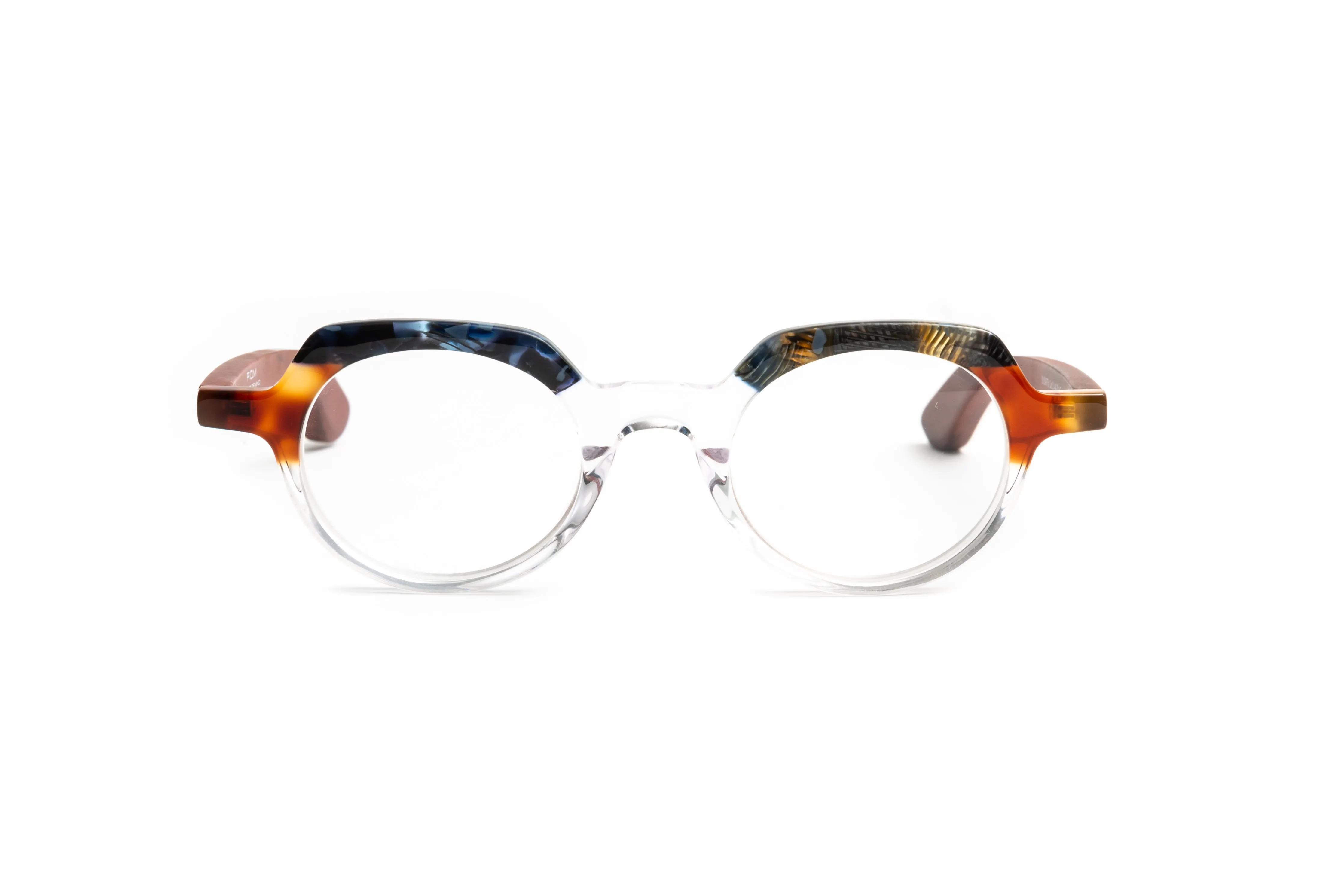 St. Barths Round Black/ Tortoise/ Clear Cherry Wood Reading Glasses