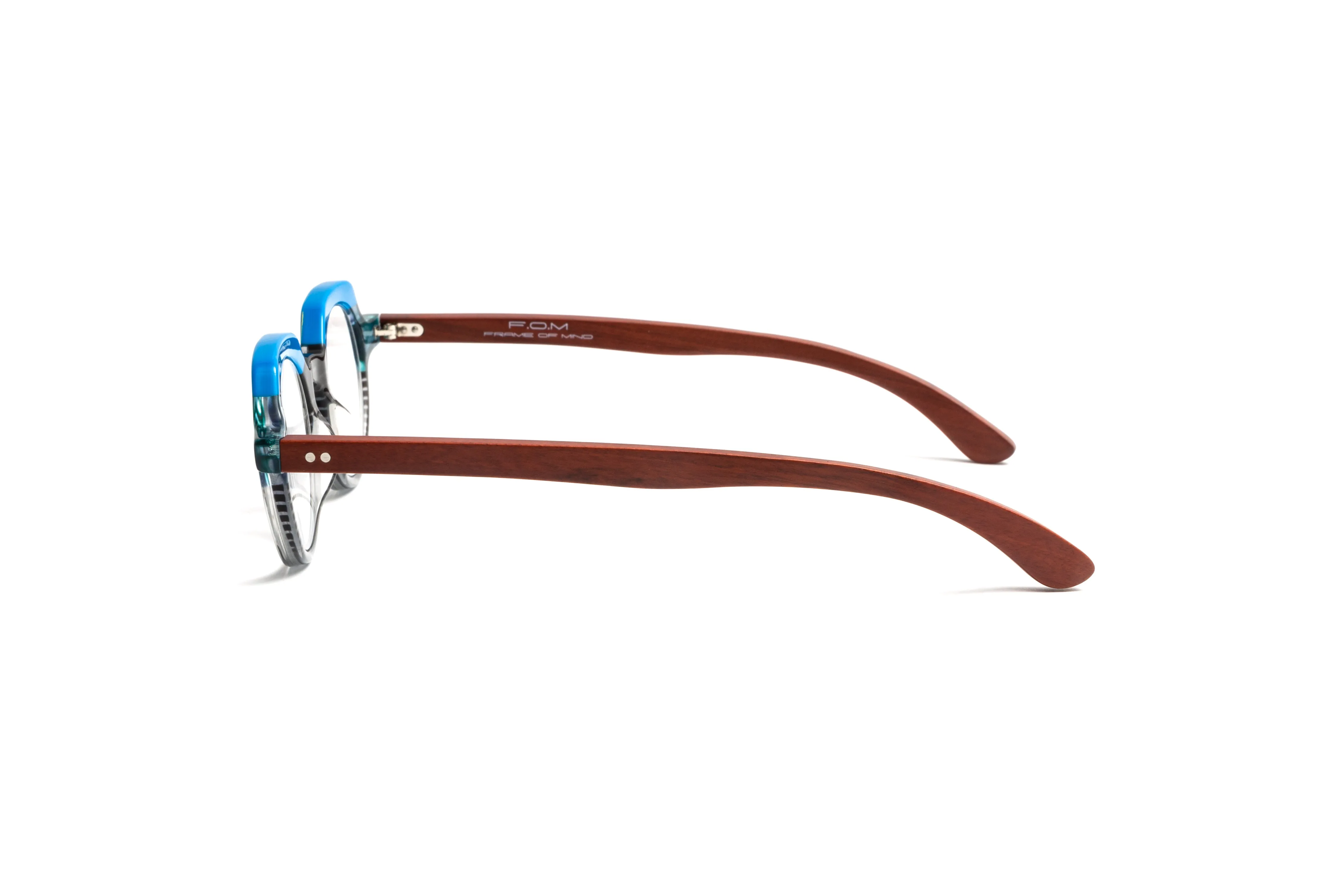 St. Barths Round Blue/ Aqua/ Black Cherry Wood Reading Glasses