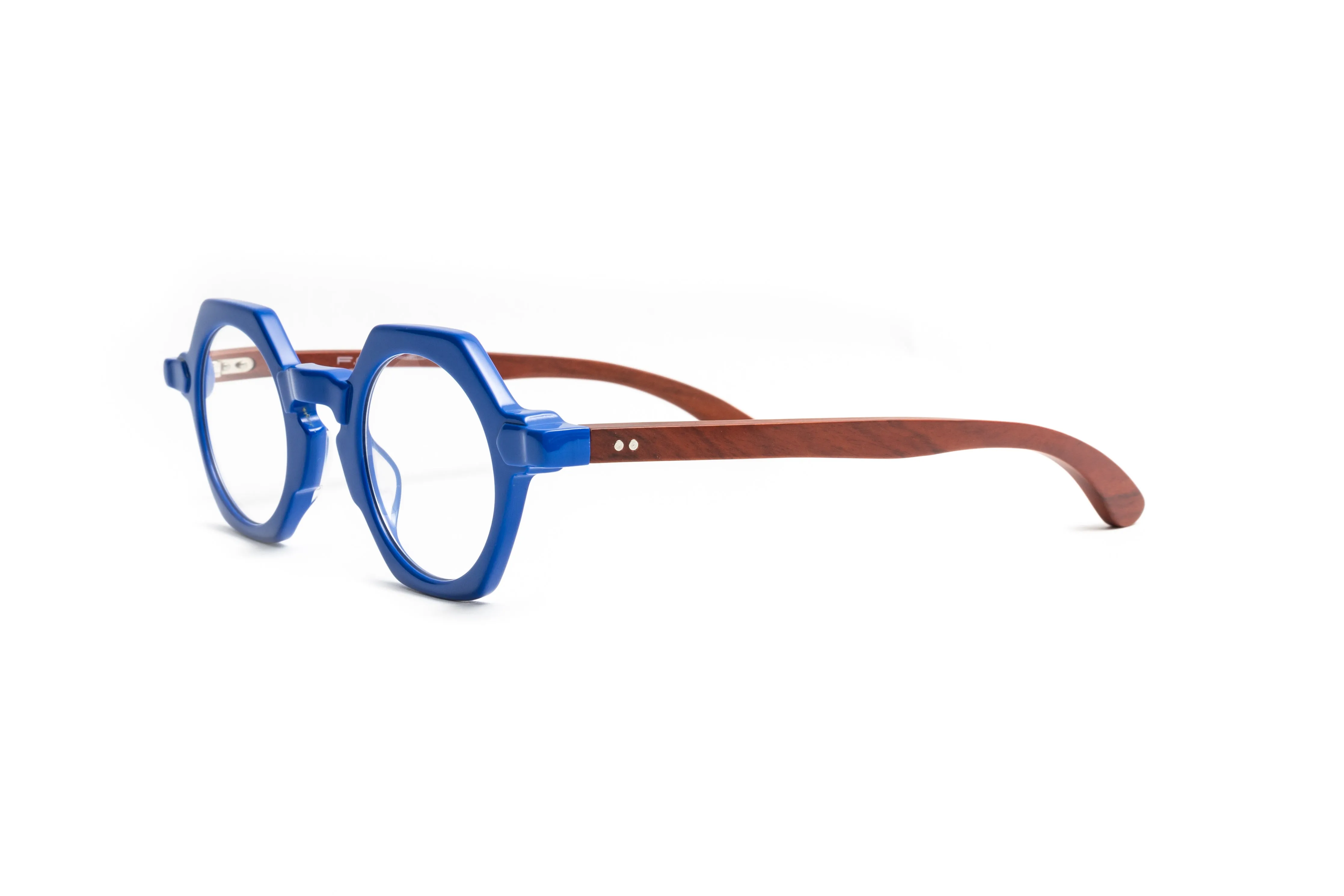 St. Moritz Round Blue/ Cherry Wood Reading Glasses