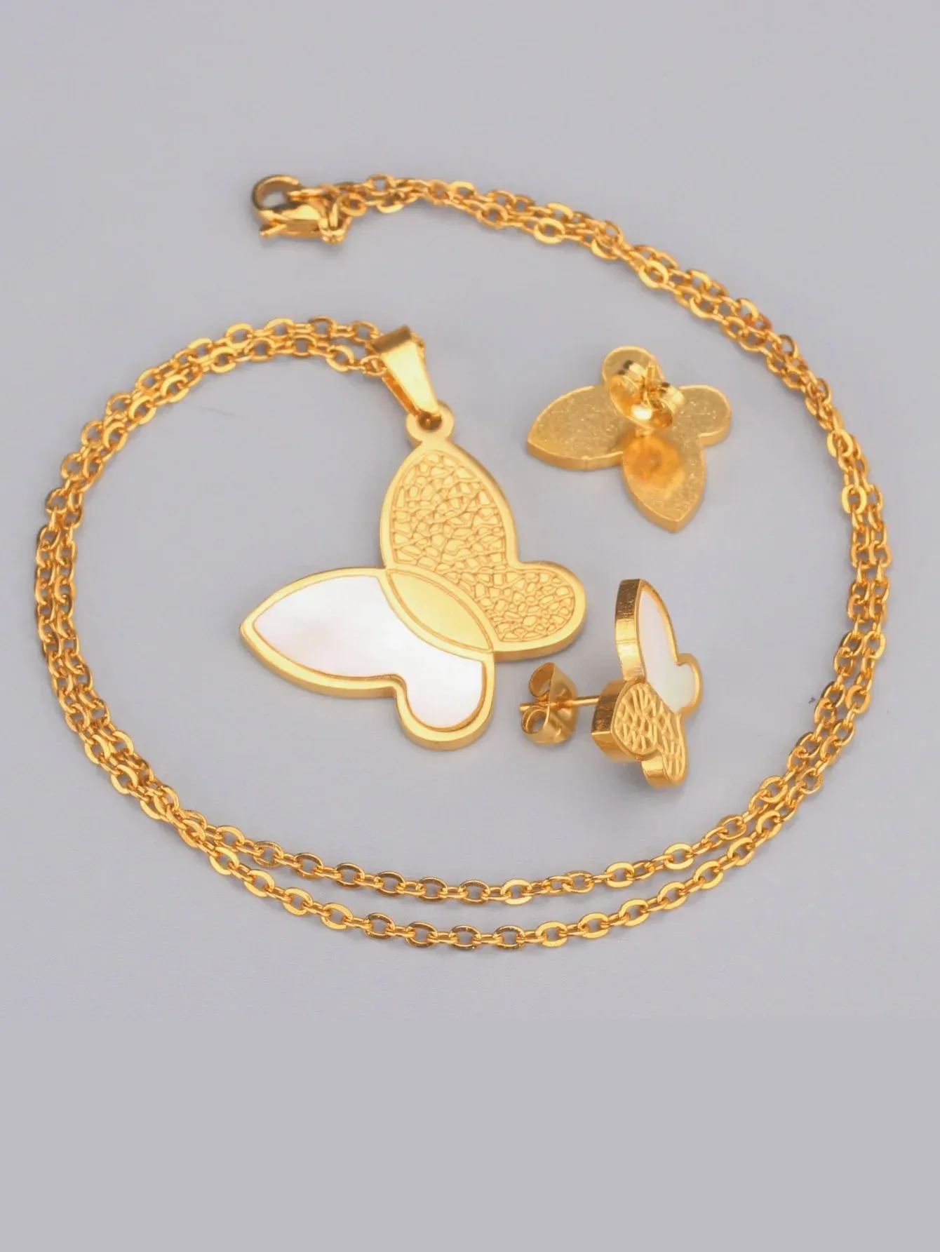Stainless Steel Butterfly Necklace Jewelry Set - FD ⚡