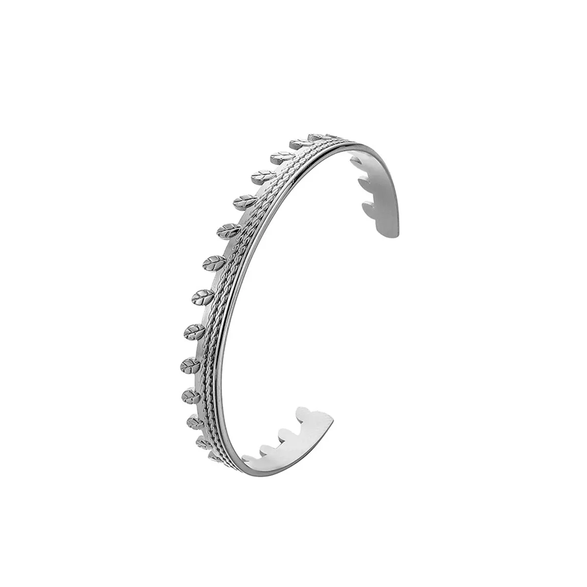 Stainless Steel Leaves Twine Cuff