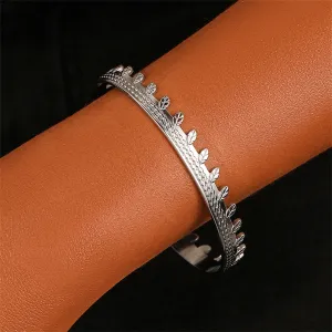 Stainless Steel Leaves Twine Cuff