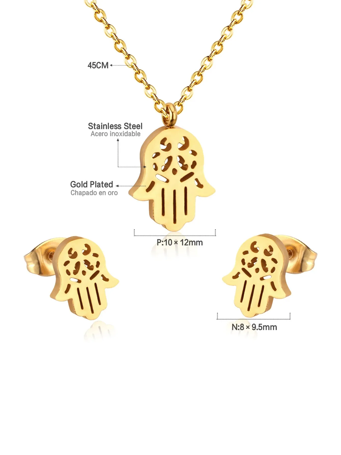 Stainless steel Pendant Necklace and Earring Jewelry Set - FD ⚡