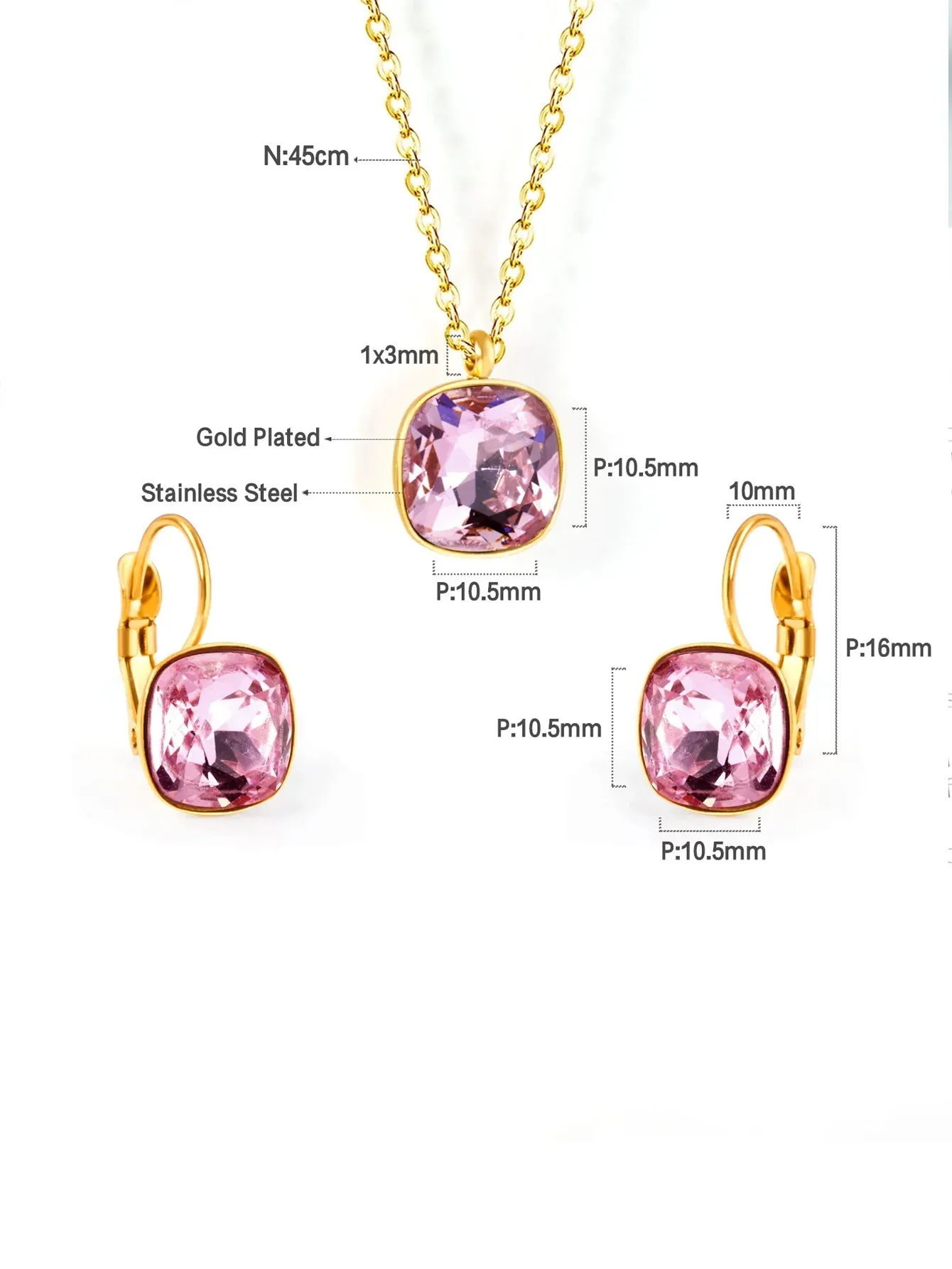 Stainless Steel Pendant Necklace Earrings Jewelry Set - FD ⚡