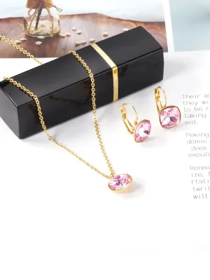 Stainless Steel Pendant Necklace Earrings Jewelry Set - FD ⚡