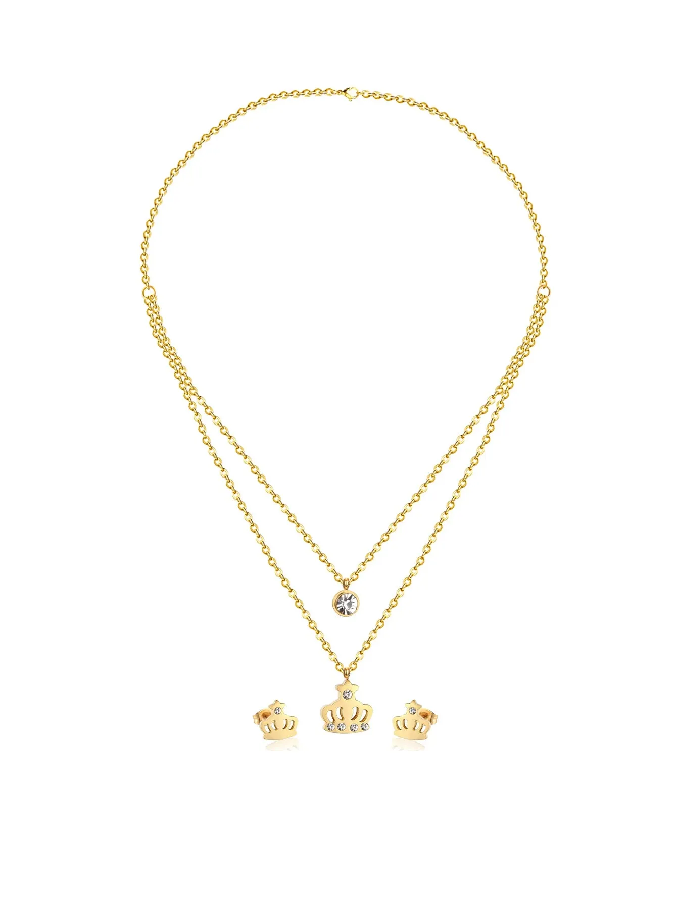 Stainless Steel Zirconia Cutting Earrings Jewelry Set - FD ⚡