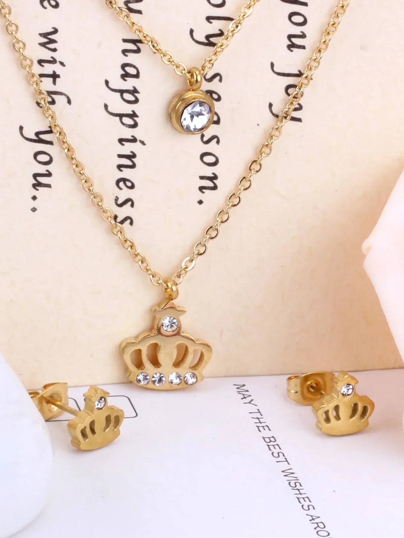 Stainless Steel Zirconia Cutting Earrings Jewelry Set - FD ⚡