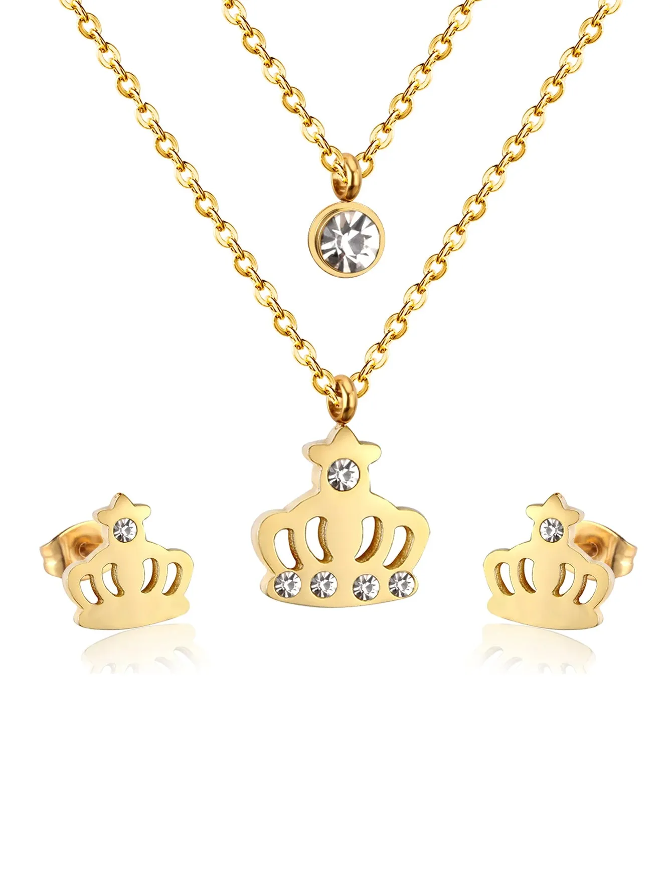 Stainless Steel Zirconia Cutting Earrings Jewelry Set - FD ⚡
