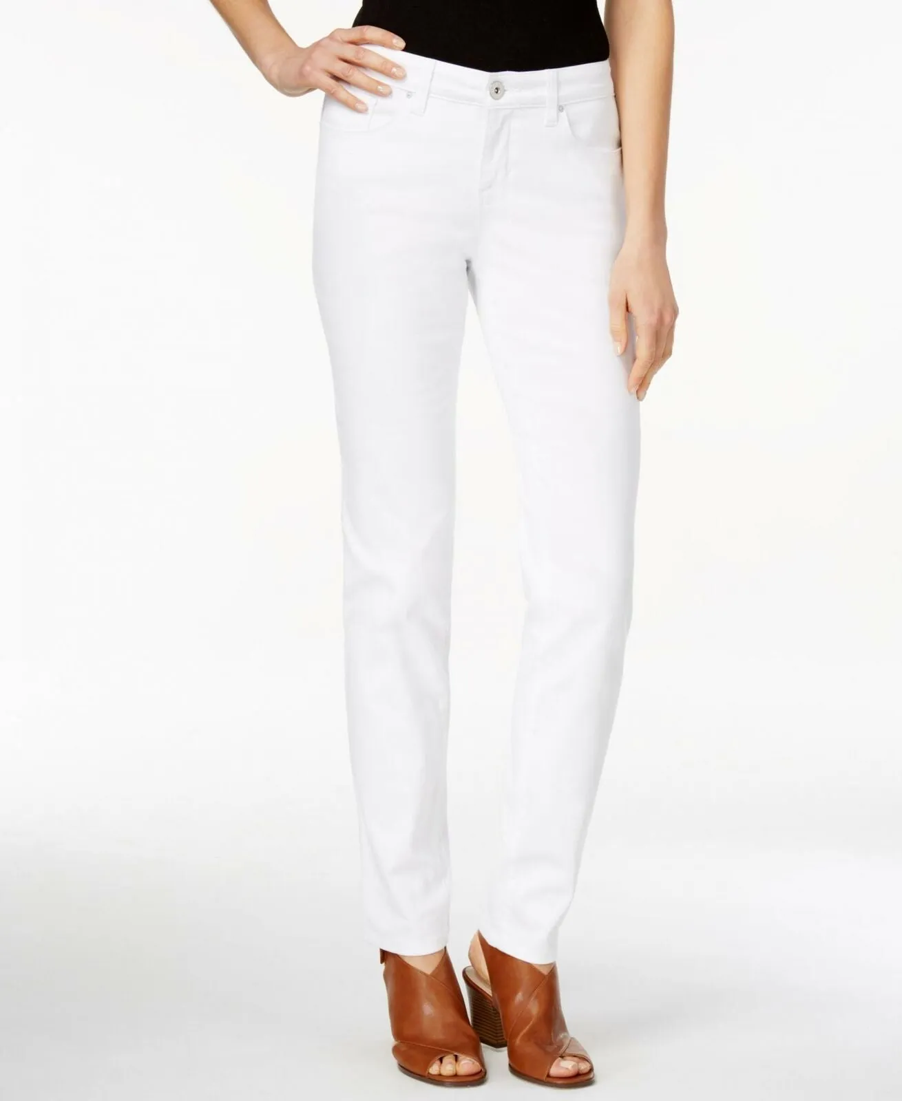 Style & Co Women's Curvy Fit Skinny Jeans Bright White 12 LONG