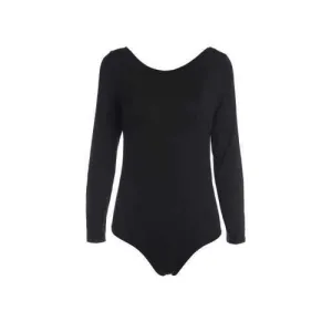 Stylish Scouted Open Back Women's Bodysuit - Black S
