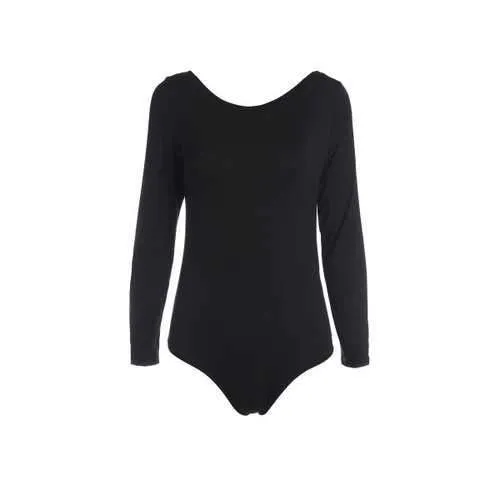 Stylish Scouted Open Back Women's Bodysuit - Black S
