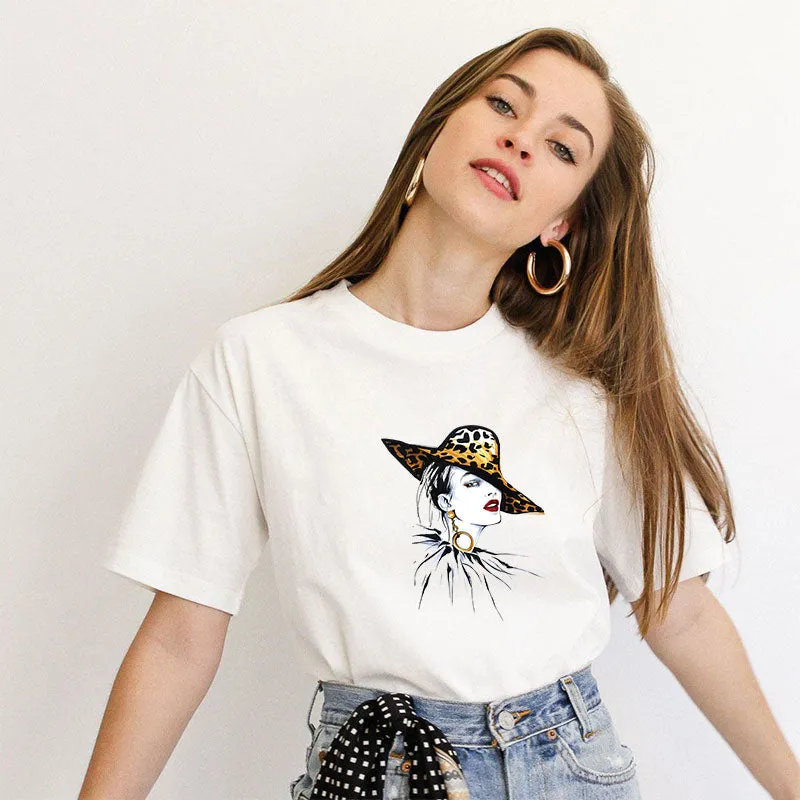 Stylish Woman Face Cotton Tee