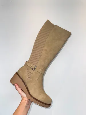Suede Stretch Panel Boots