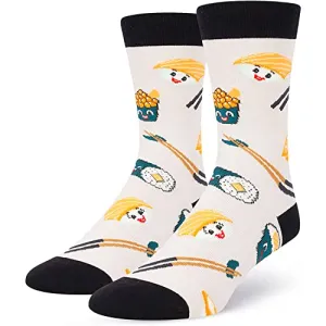 Sushi Socks For Men Women, Funny Sushi Gifts, Food Lover socks, Unisex pattern socks, Funny socks, Funky socks, Fun Sushi Themed Crew Socks