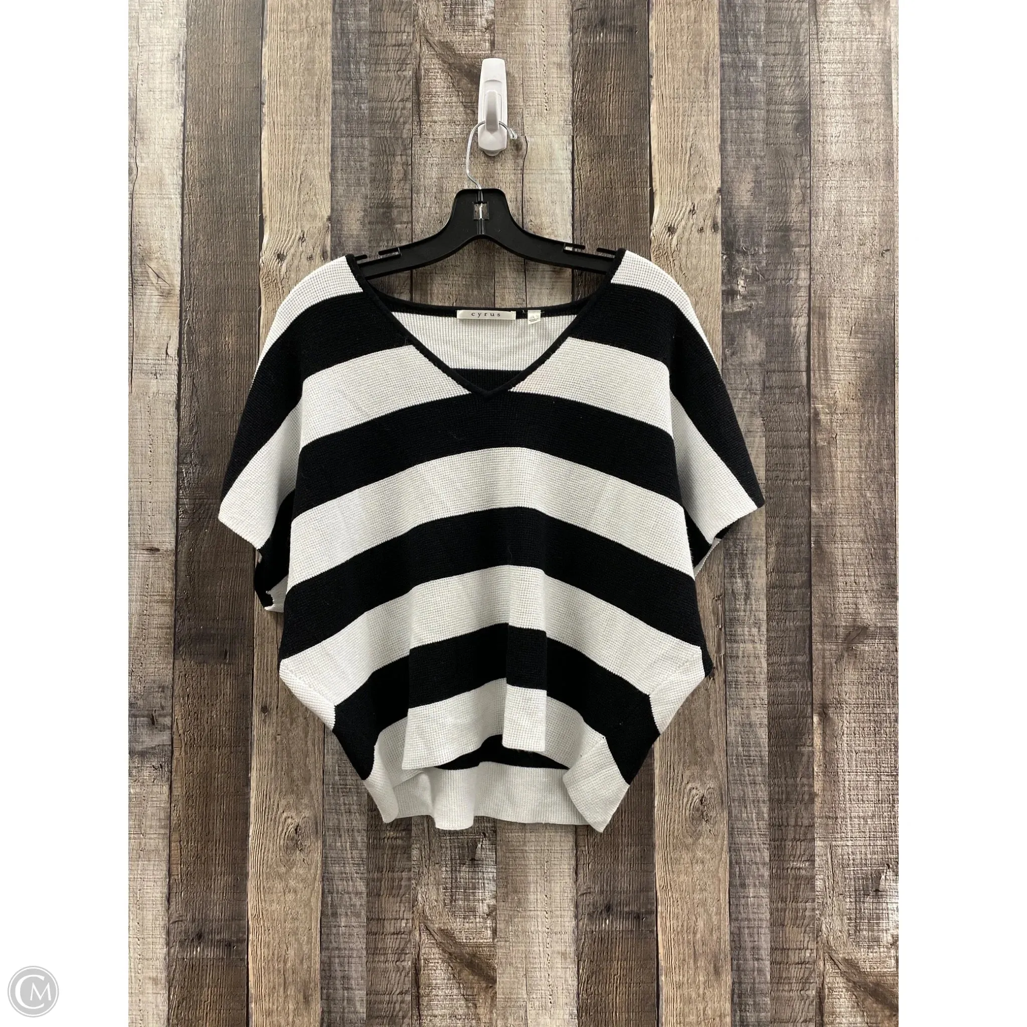 Sweater By Cyrus Knits In Black & White, Size: L