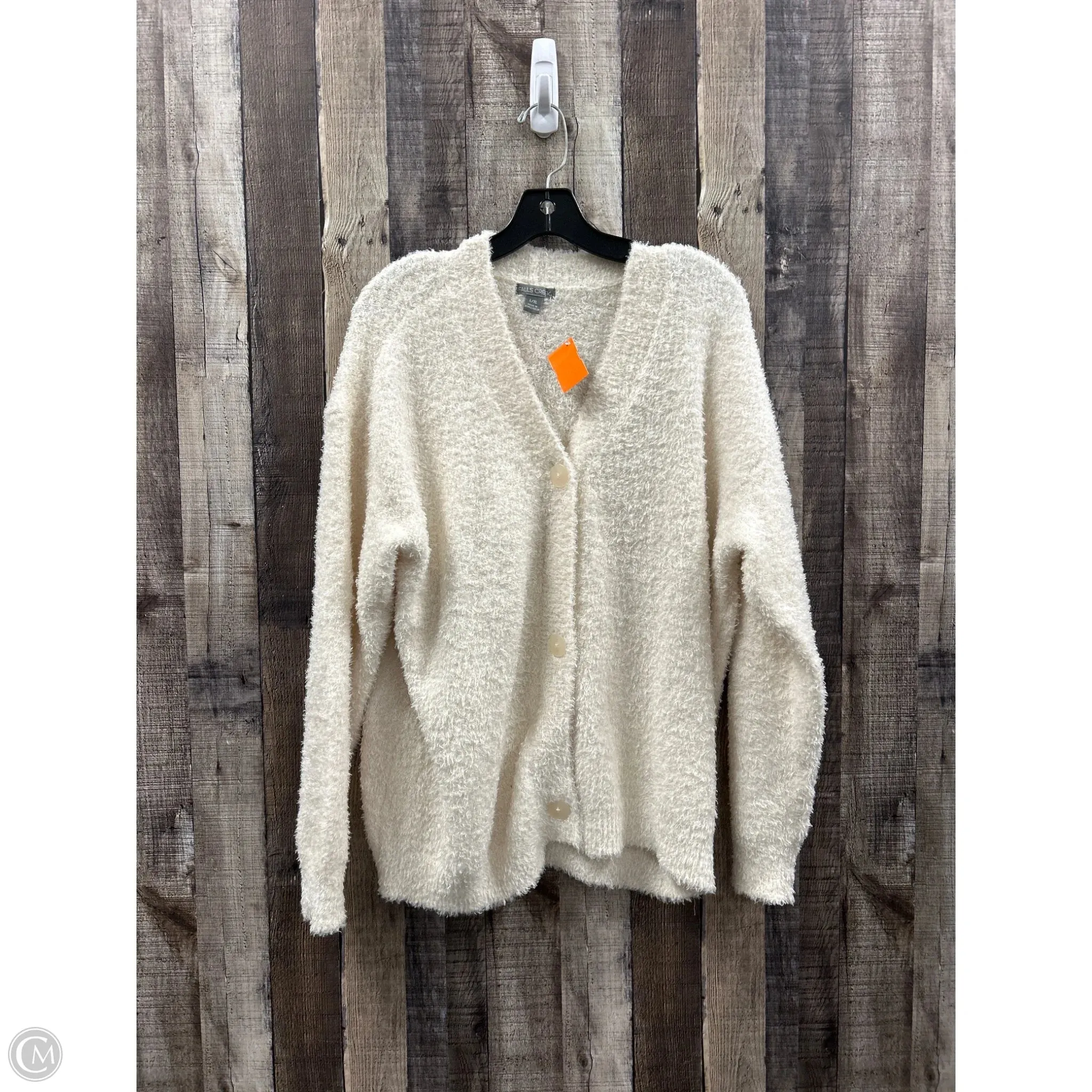 Sweater Cardigan By Falls Creek In Cream, Size: L