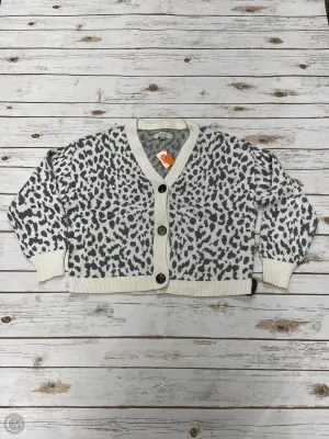 Sweater Cardigan By Loft In Grey & White, Size: M