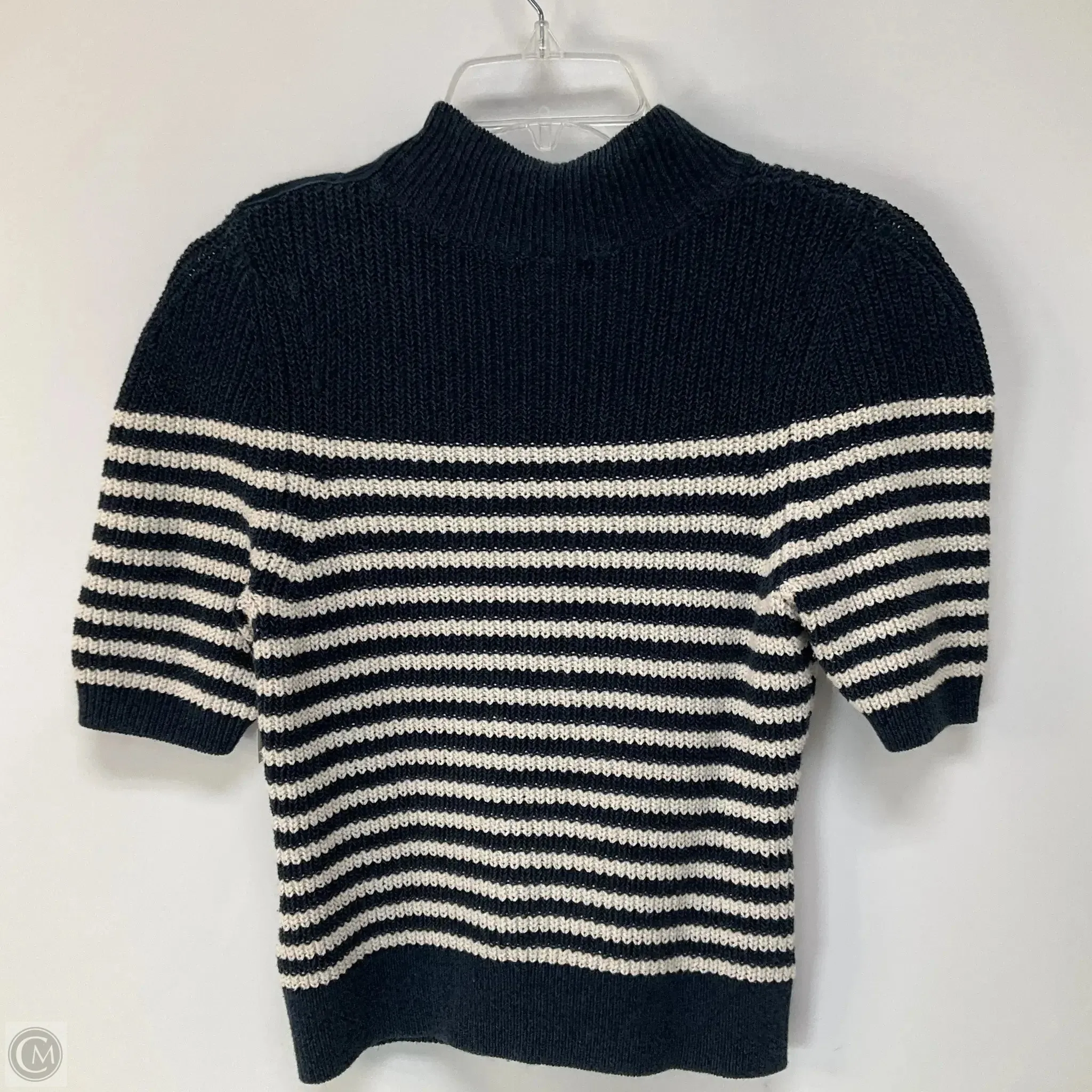 Sweater Short Sleeve By Maeve In Blue & Cream, Size: Xs
