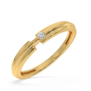 SY Women's Ring in Gold, Satin Finish Solitaire