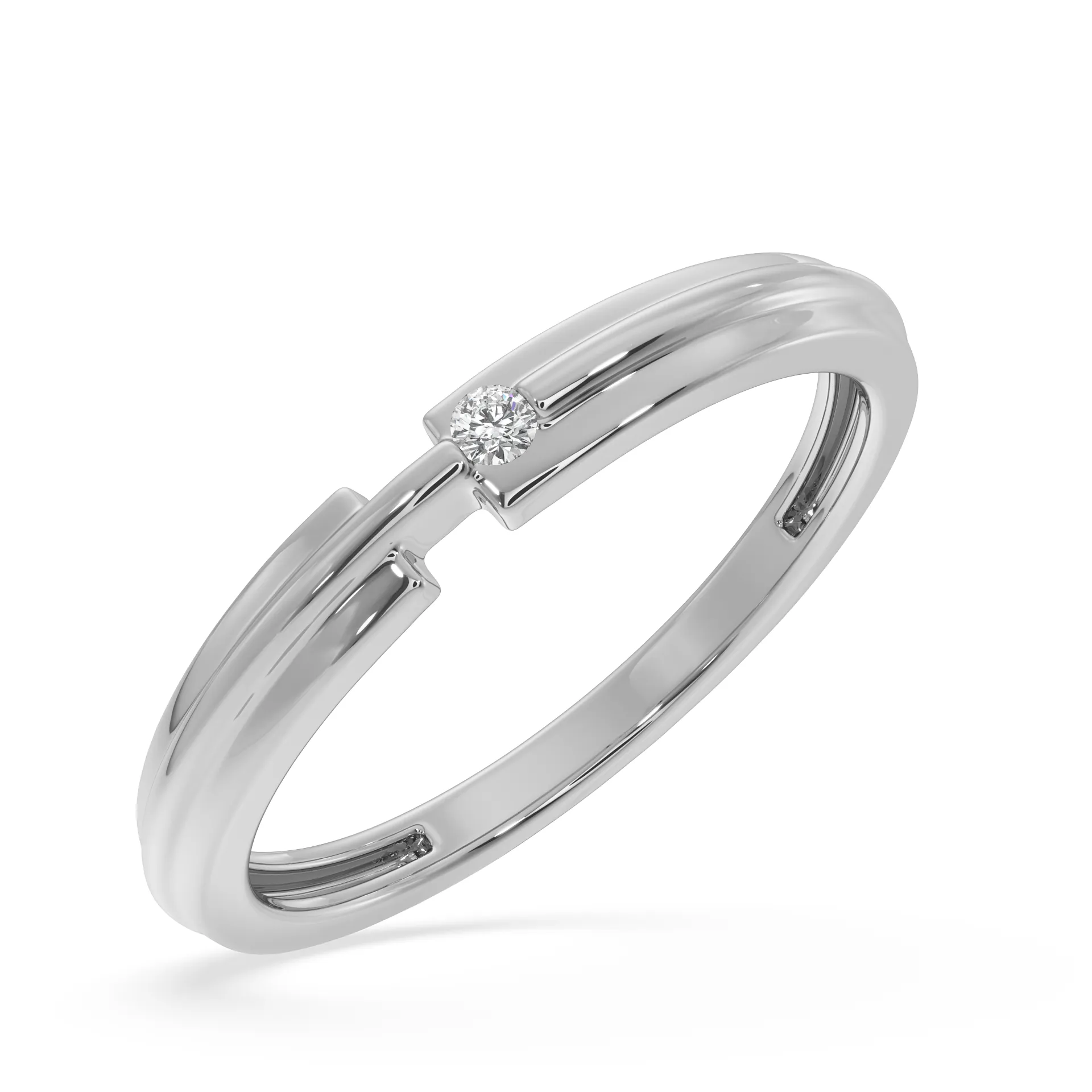 SY Women's Ring in Gold, Satin Finish Solitaire
