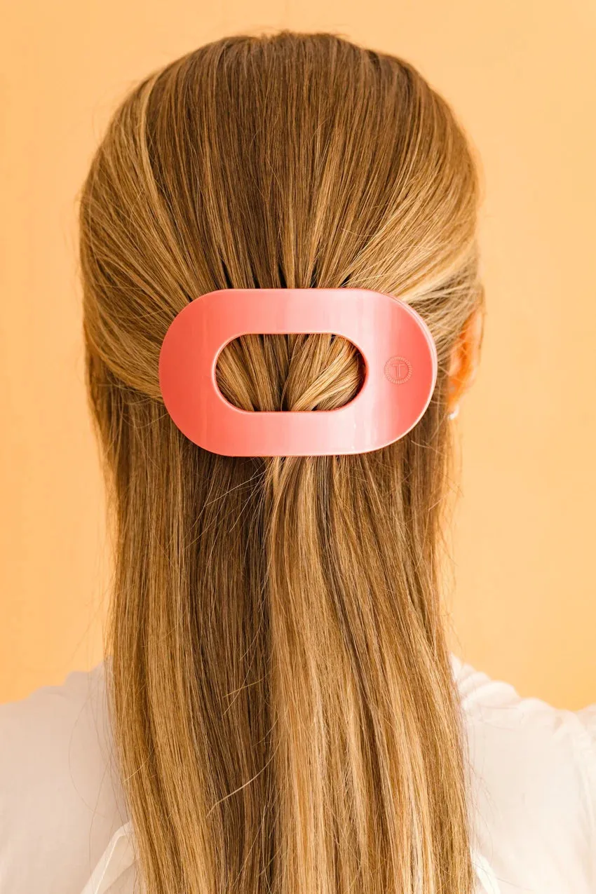 TELETIES | Large Flat Round Hair Clip {Calming Coral}