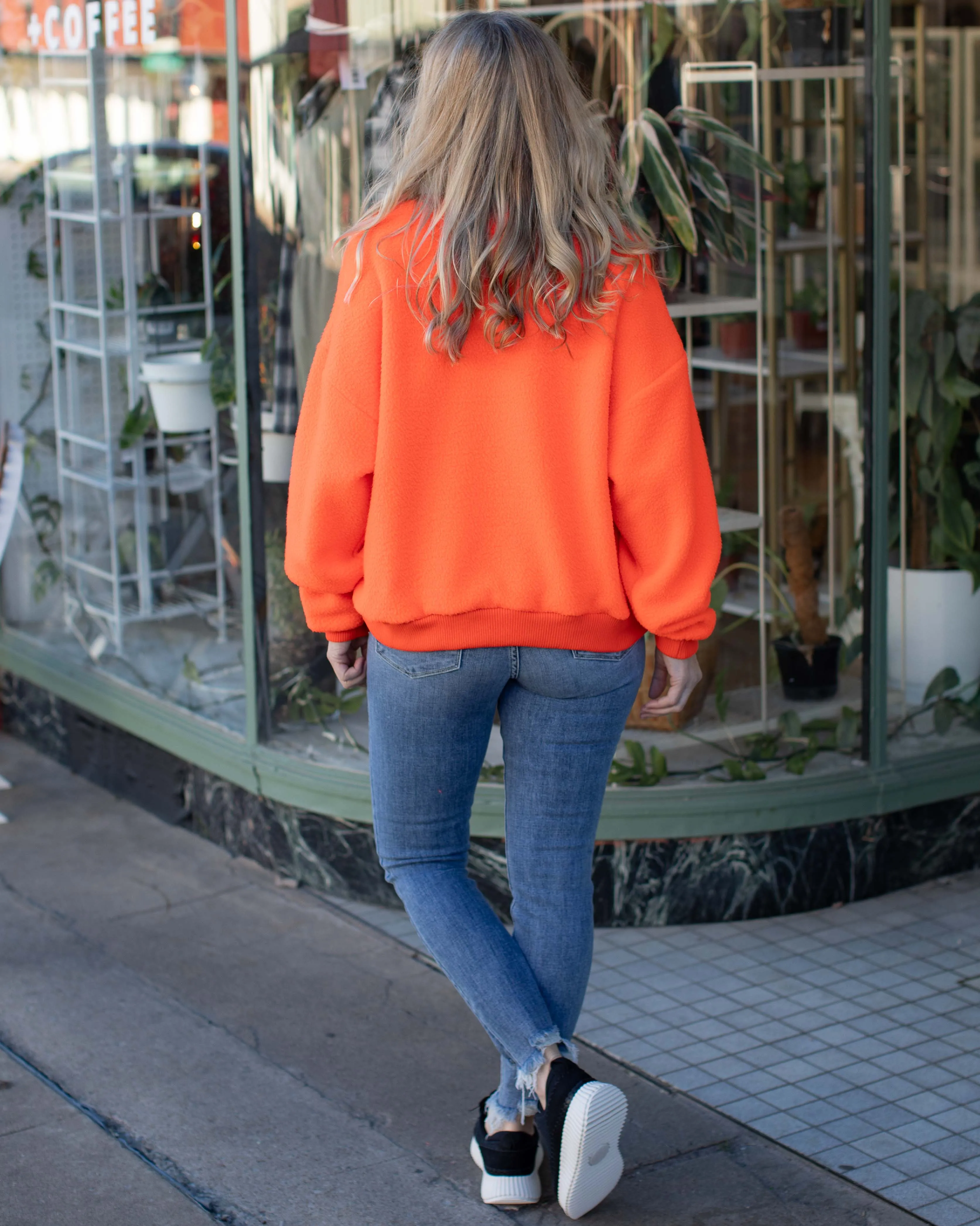 TEXAS FUZZY FLEECE SWEATSHIRT - ORANGE