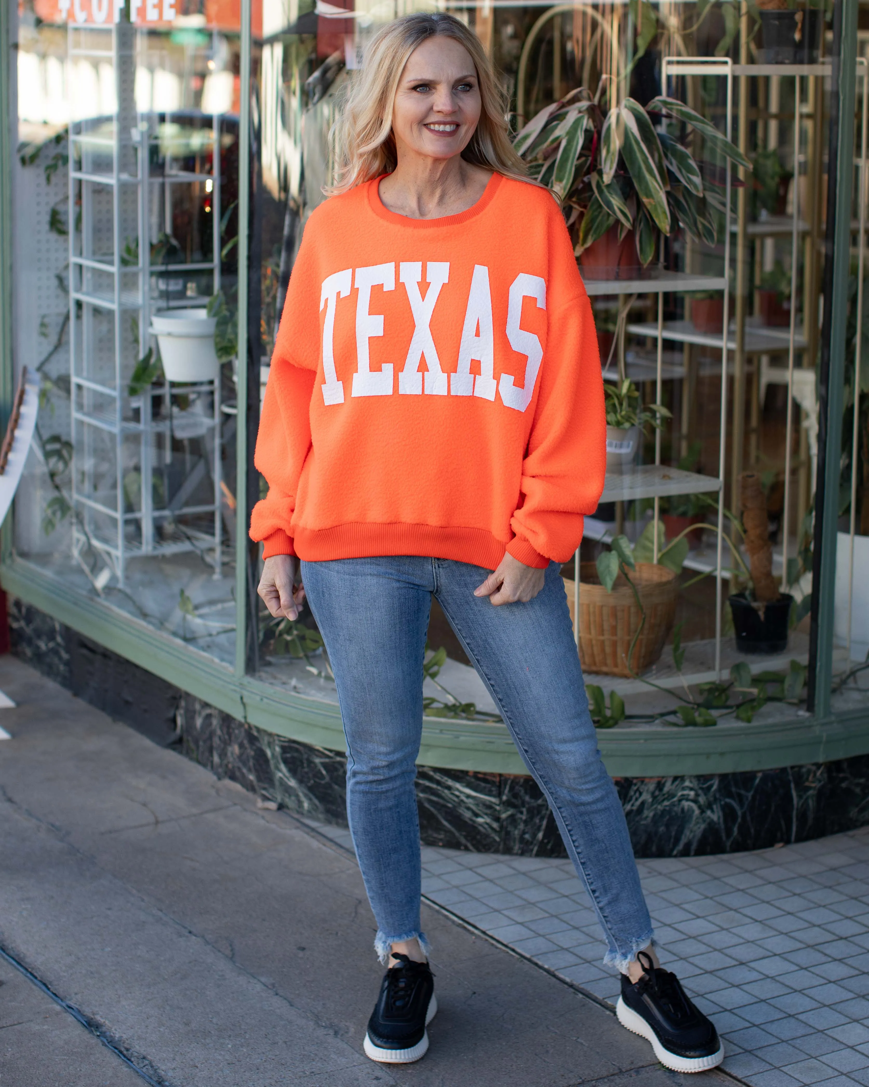 TEXAS FUZZY FLEECE SWEATSHIRT - ORANGE
