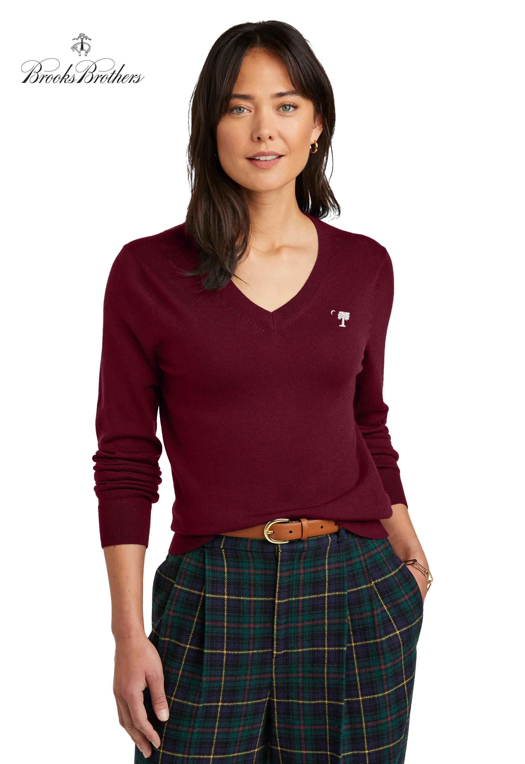 The Citadel, Big Red, Brooks Brothers ® Women’s Washable Merino V-Neck Sweater