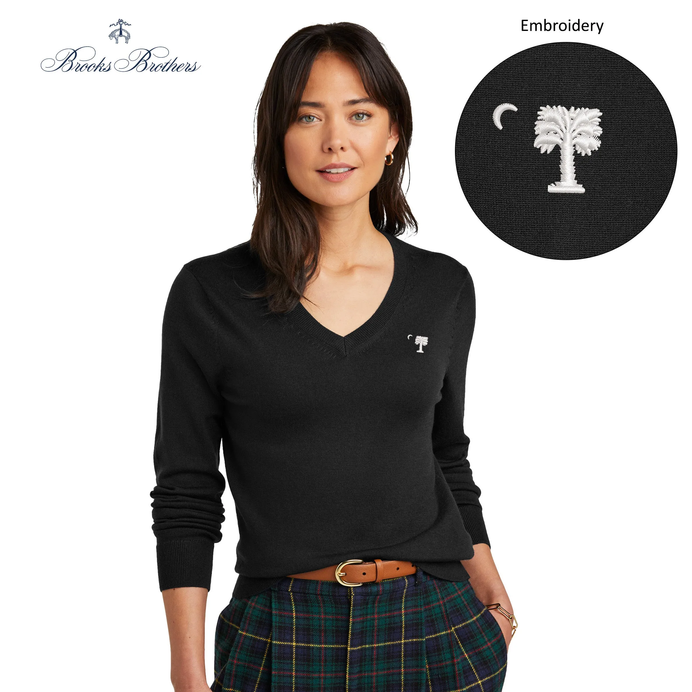 The Citadel, Big Red, Brooks Brothers ® Women’s Washable Merino V-Neck Sweater