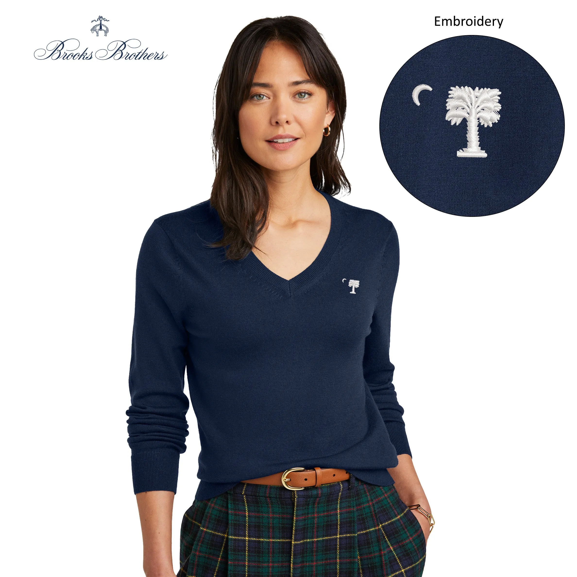 The Citadel, Big Red, Brooks Brothers ® Women’s Washable Merino V-Neck Sweater