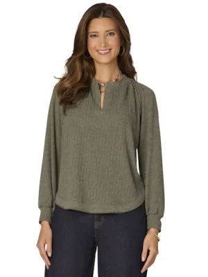 The Heather Mandarin Mixed Media Blouse