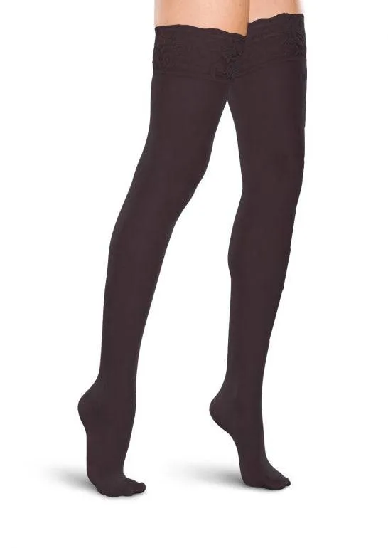 Therafirm Sheer Women's Thigh Highs with Lace Silicone Top Band 20-30mmHg