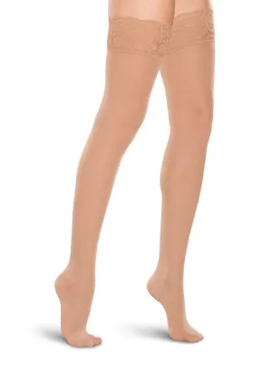Therafirm Sheer Women's Thigh Highs with Lace Silicone Top Band 20-30mmHg
