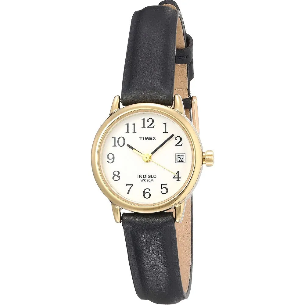 Timex Women's Indiglo Easy Reader Quartz Analog Leather Strap Watch with Date Feature