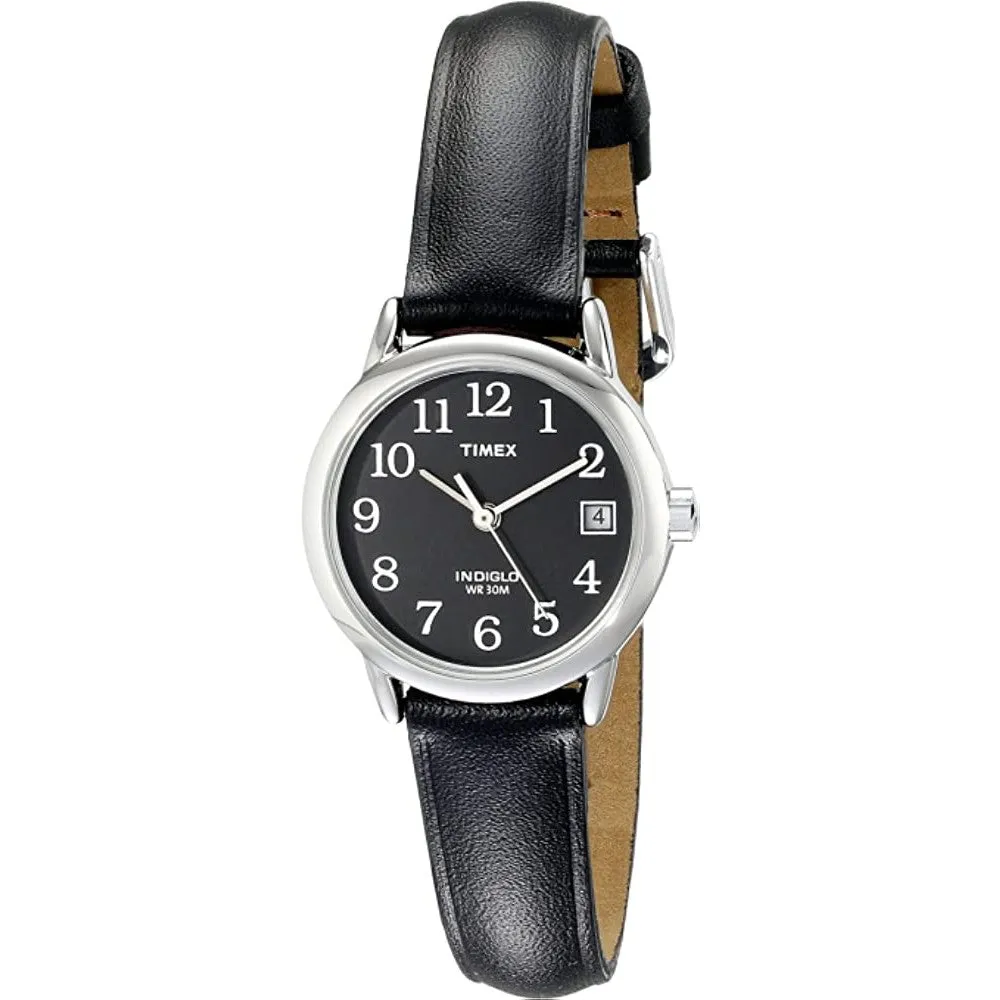 Timex Women's Indiglo Easy Reader Quartz Analog Leather Strap Watch with Date Feature