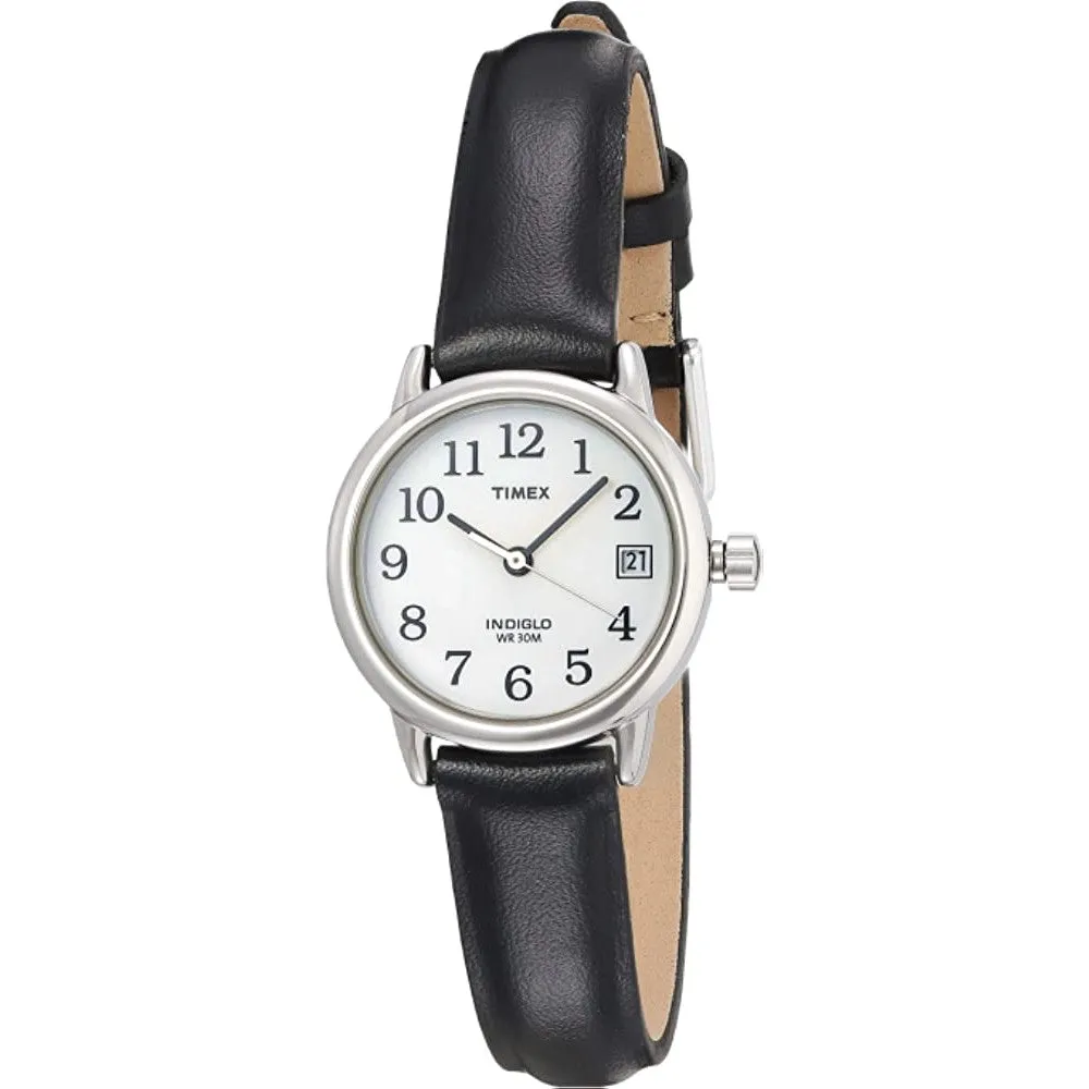 Timex Women's Indiglo Easy Reader Quartz Analog Leather Strap Watch with Date Feature