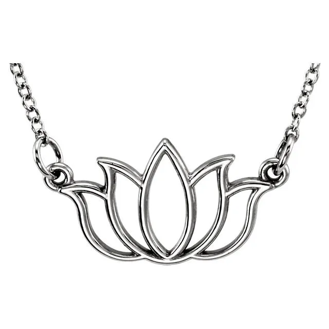 Tiny Posh Lotus Necklace - Solid Gold or Sterling Silver