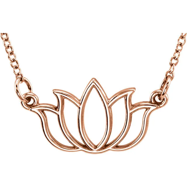 Tiny Posh Lotus Necklace - Solid Gold or Sterling Silver