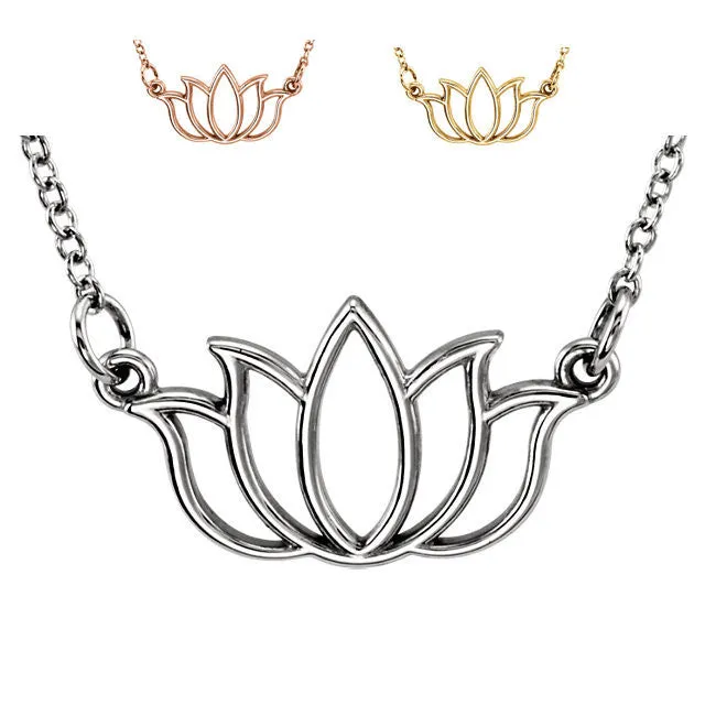 Tiny Posh Lotus Necklace - Solid Gold or Sterling Silver
