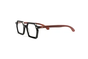 Tokyo Square Black/ Cherry Wood Unisex Reading Glasses
