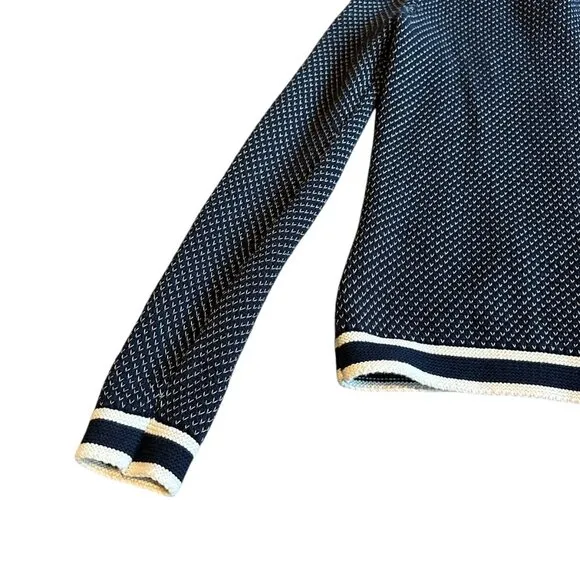Tommy Hilfiger Button-Down Cardigan Sweater Woven Navy White Size Small Women's