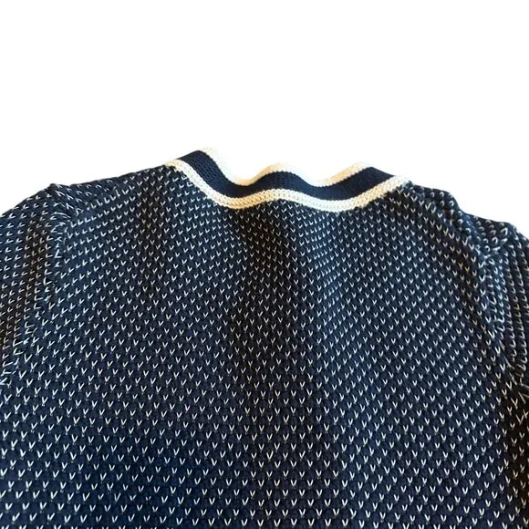 Tommy Hilfiger Button-Down Cardigan Sweater Woven Navy White Size Small Women's