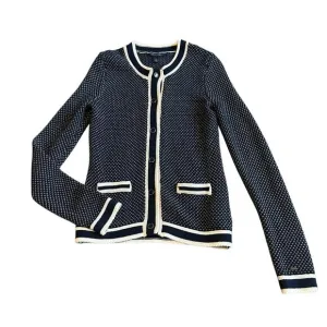 Tommy Hilfiger Button-Down Cardigan Sweater Woven Navy White Size Small Women's