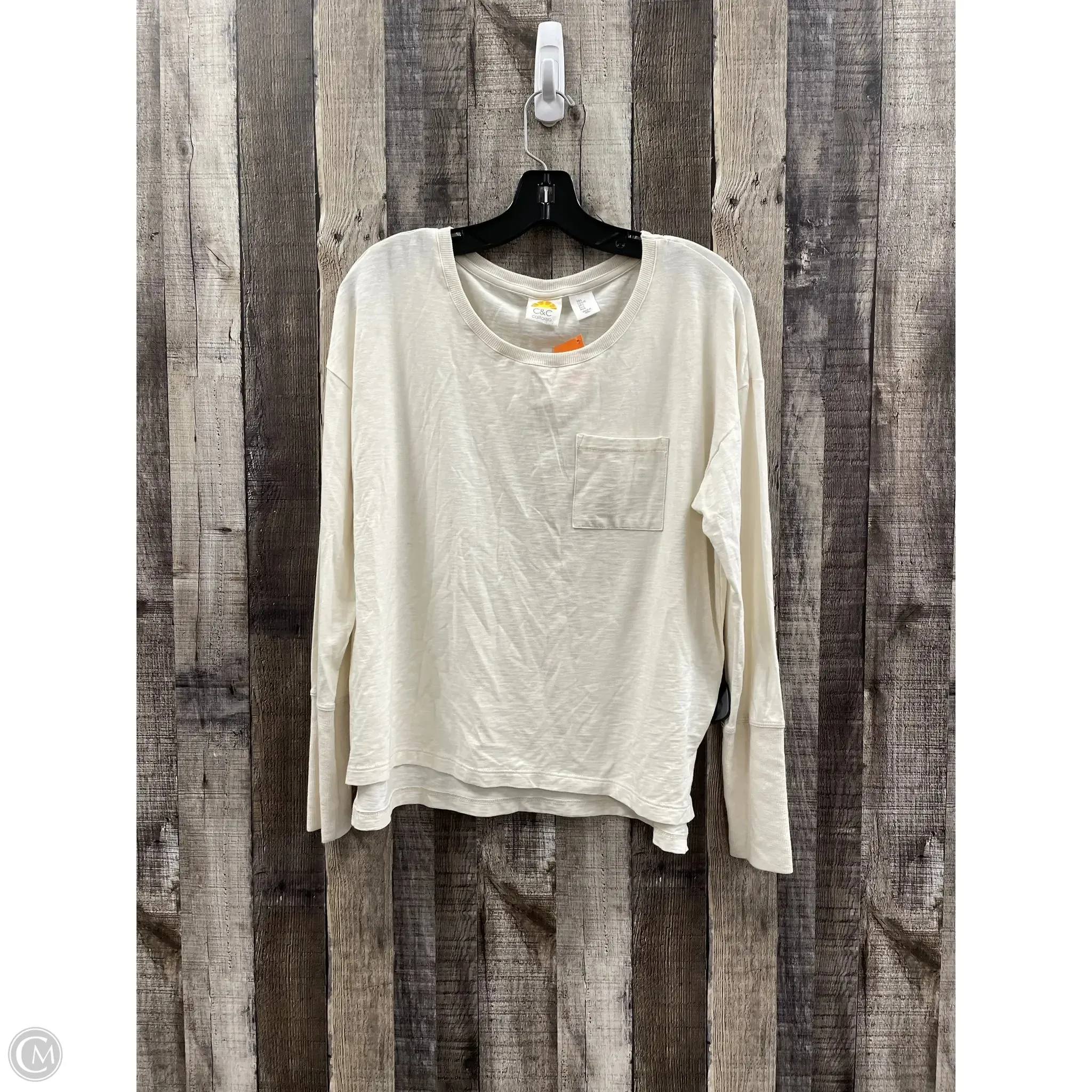 Top Long Sleeve Basic By C And C In Cream, Size: L