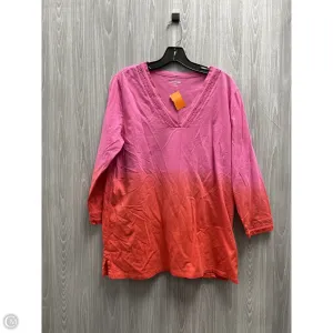 Top Long Sleeve Basic By Lands End In Ombre Print, Size: M