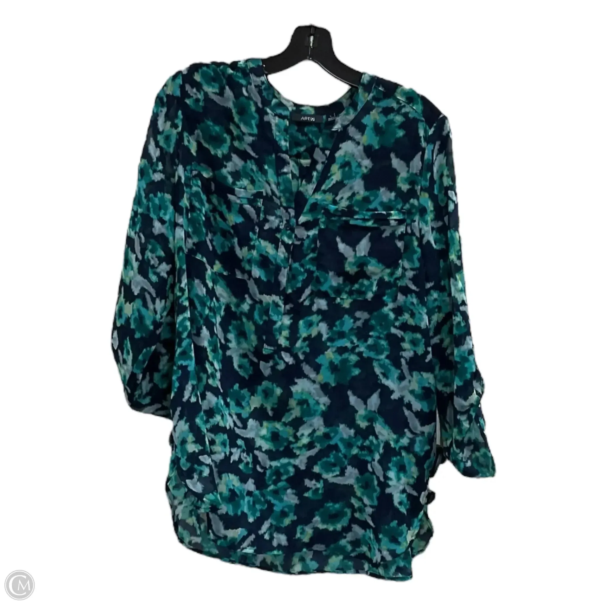 Top Long Sleeve By Apt 9 In Blue & Green, Size: L
