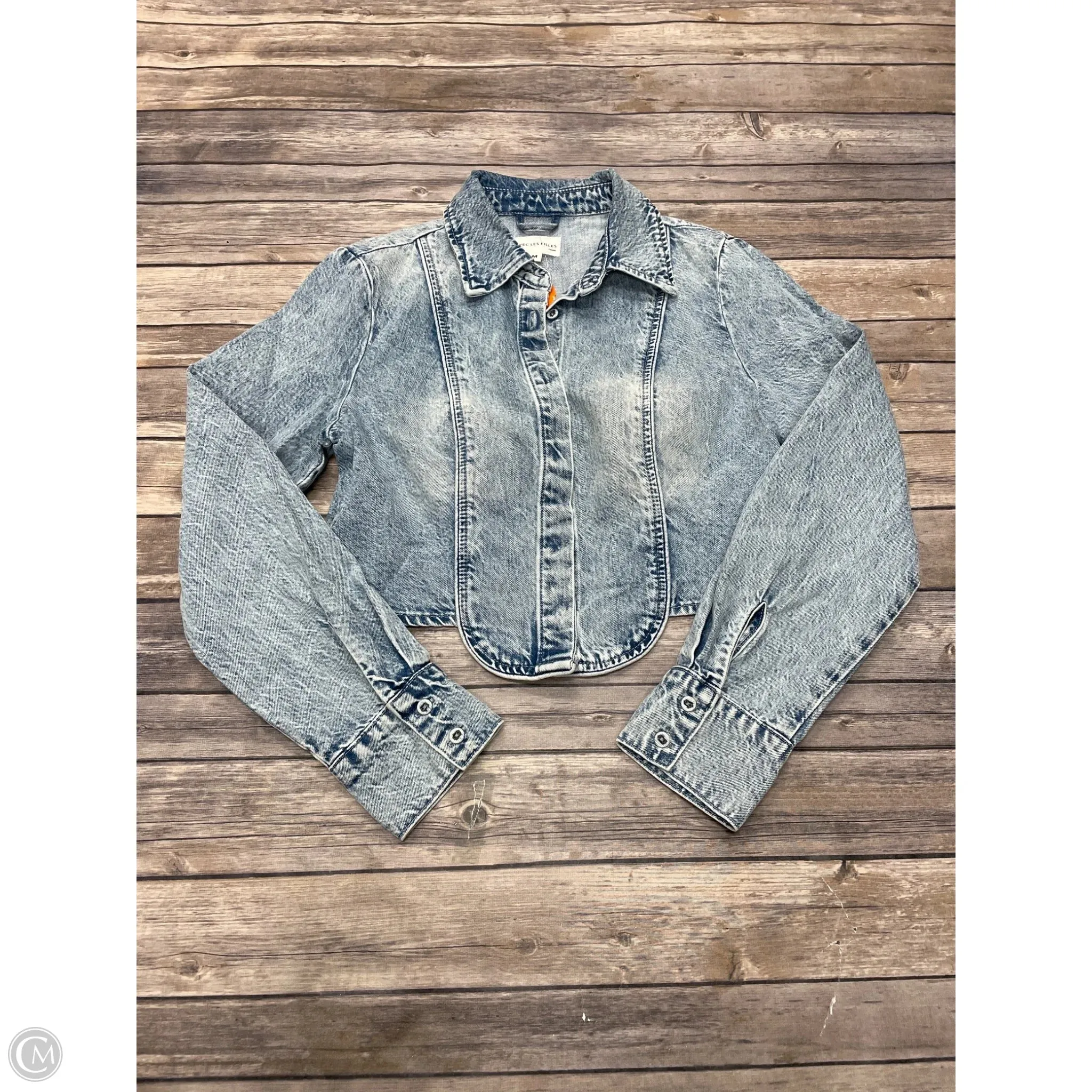 Top Long Sleeve By Avec Les Filles In Blue Denim, Size: M