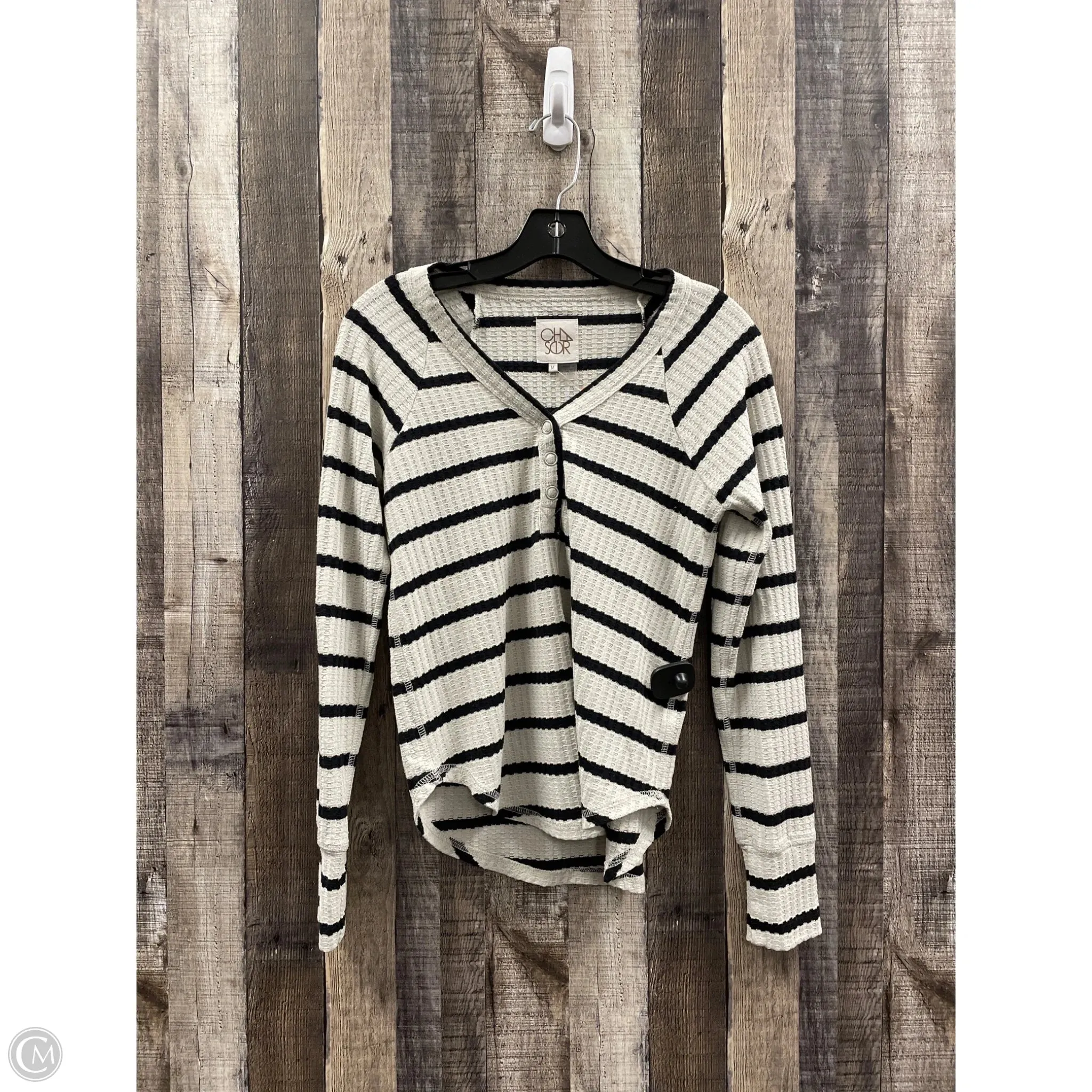 Top Long Sleeve By Chaser In Striped Pattern, Size: M