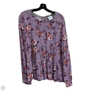 Top Long Sleeve By Knox Rose In Purple, Size: L