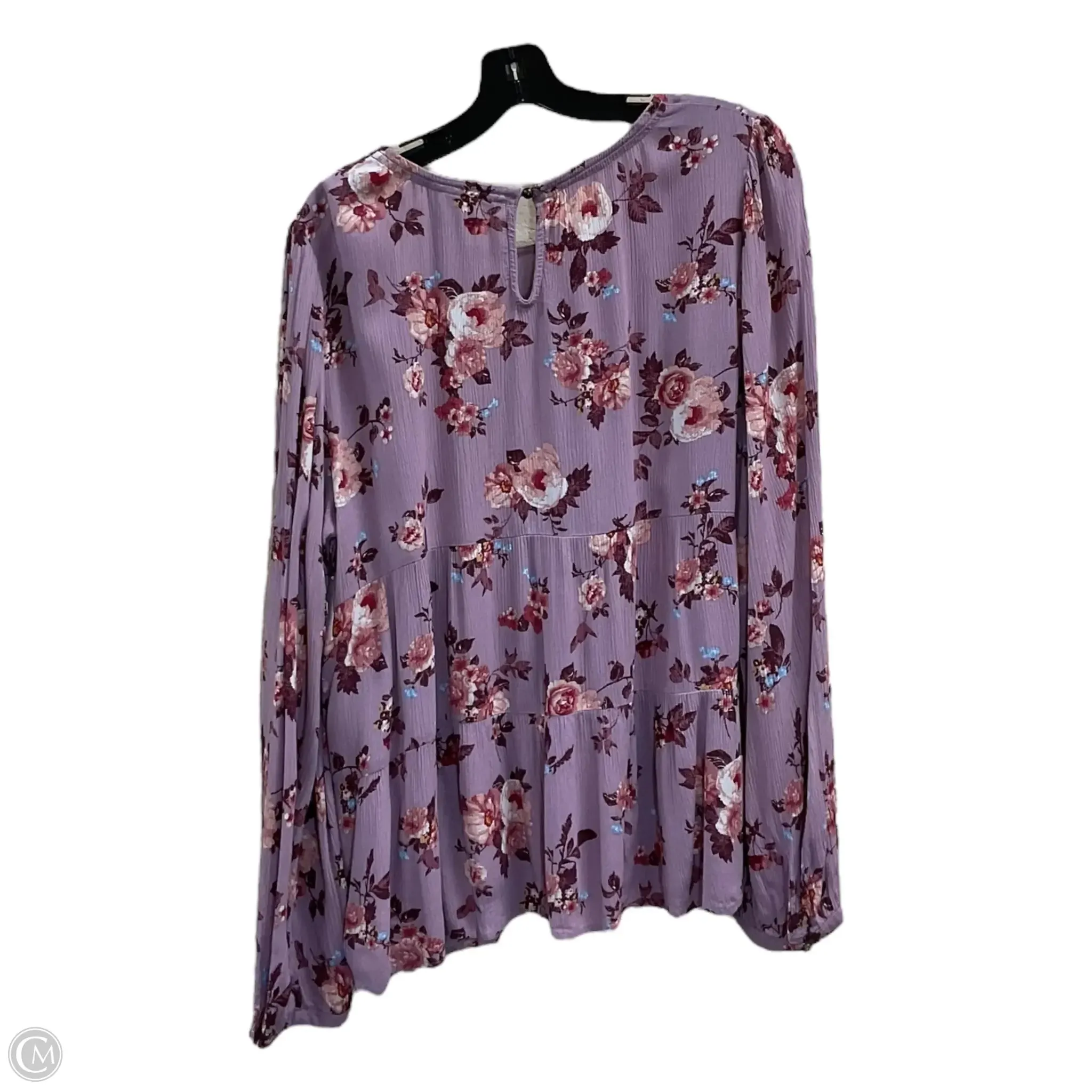 Top Long Sleeve By Knox Rose In Purple, Size: L
